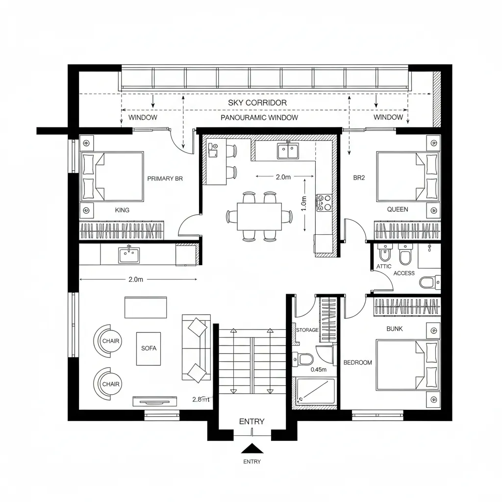 Split-Level Duplex with Sky Corridor