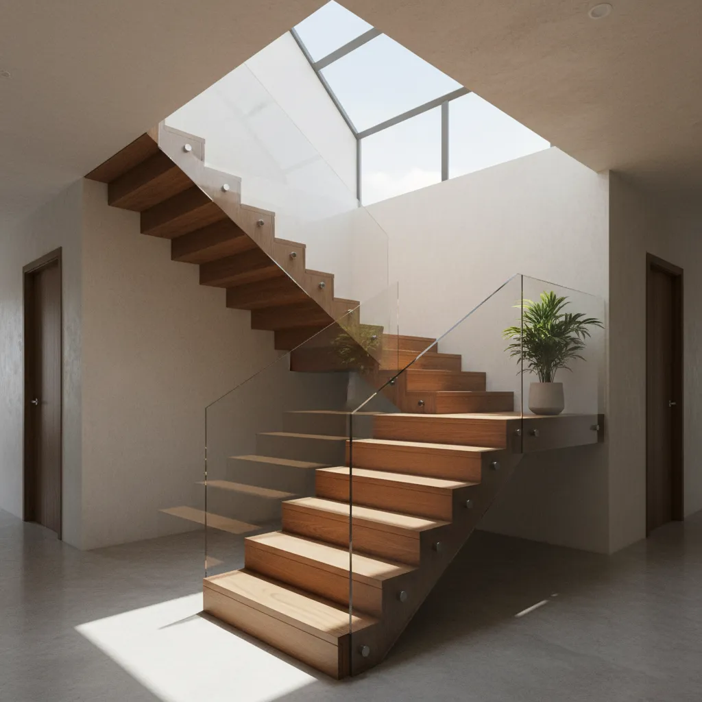 Cầu thang nhà lệch tầng thiết kế an toàn