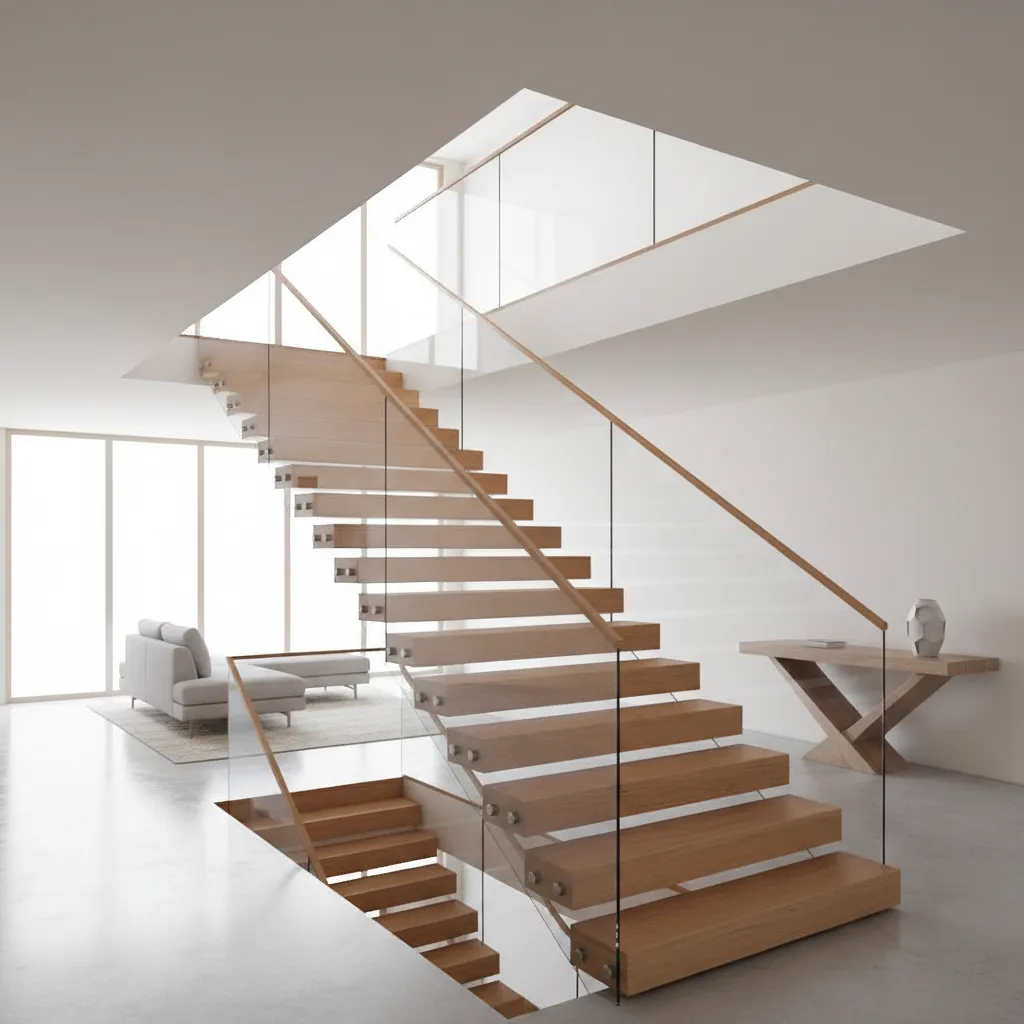 mô phỏng 3D cầu thang nhà lệch tầng
