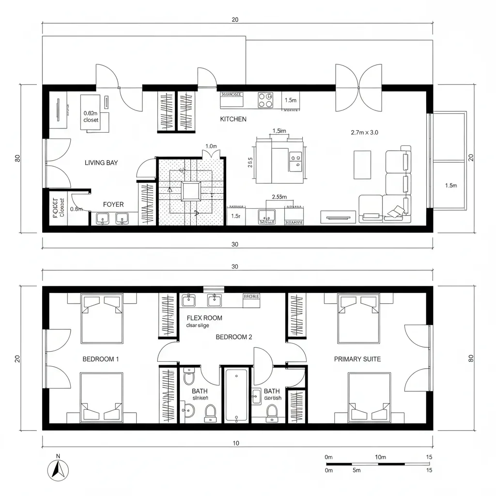 Split-Offset Stair With Quiet Deck