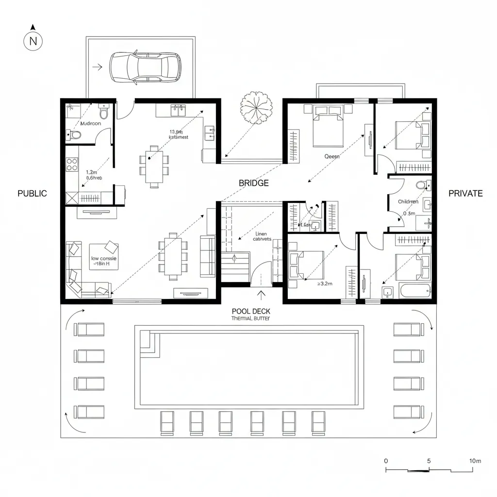 Modern House Floor Plan with Swimming Pool That Fixes Flow