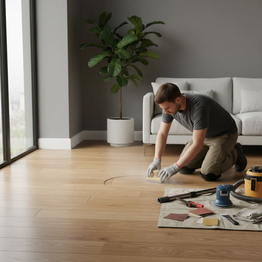 light sanding and spot repair on hardwood floor finish