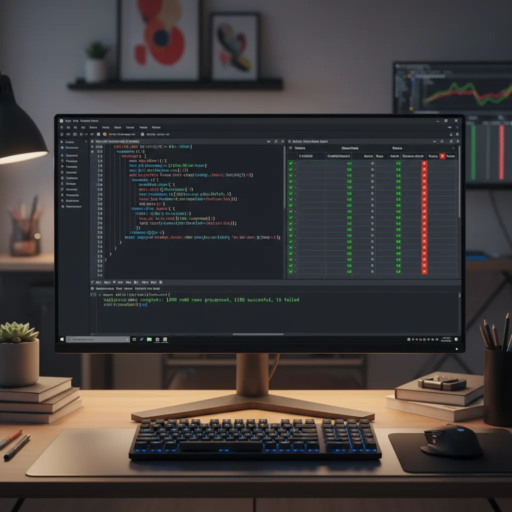 Pantalla con consultas SQL usadas para validar datos
