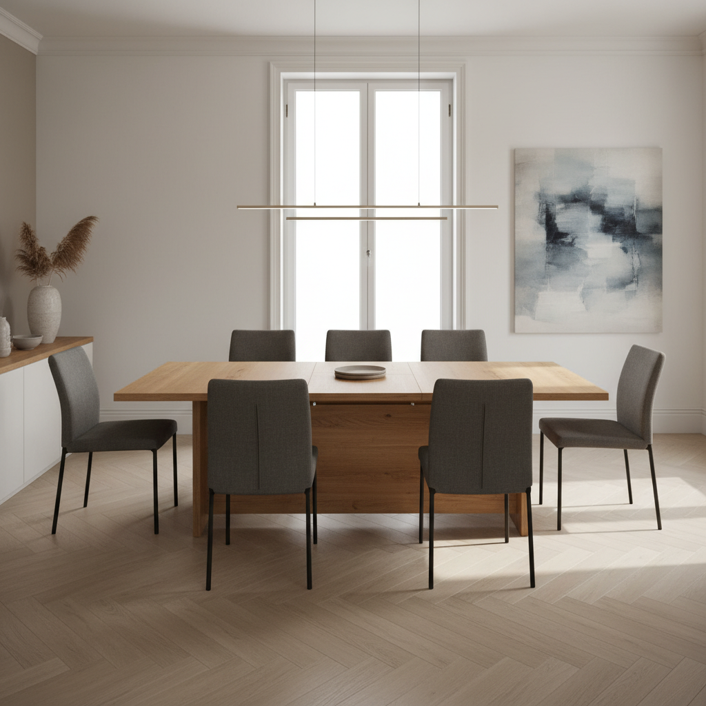 Square Expandable Dining Table Layout: Fix Cramped Space