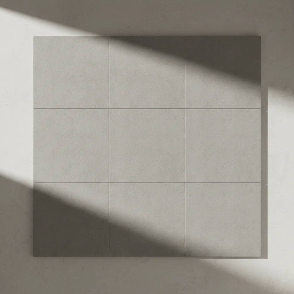 floor tile layout demonstrating nine square foot tiles forming one square yard area