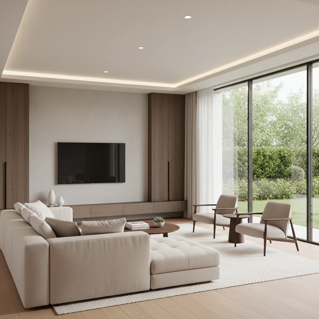 phòng khách trong thiết kế nhà vuông hiện đại