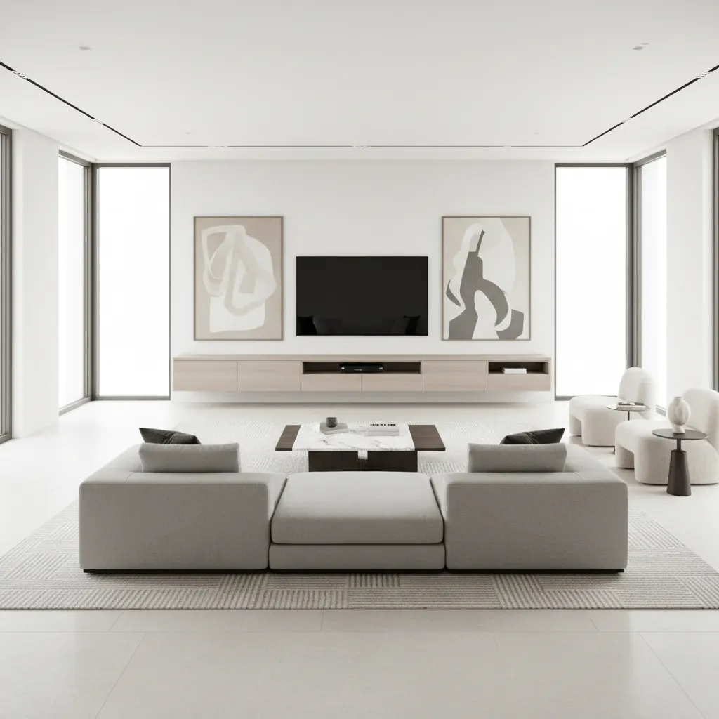 15x15 square living room layout with sofa coffee table and storage walls