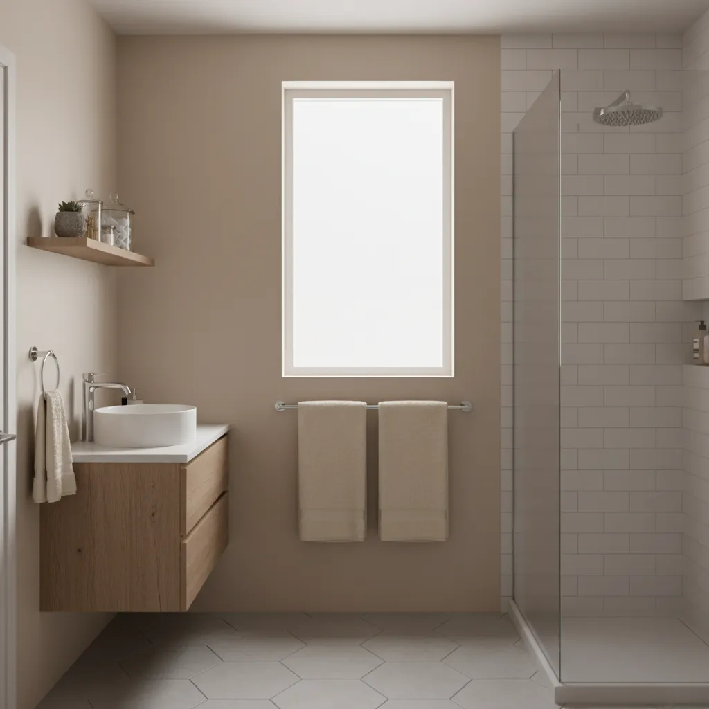 square small bathroom with balanced accessory placement