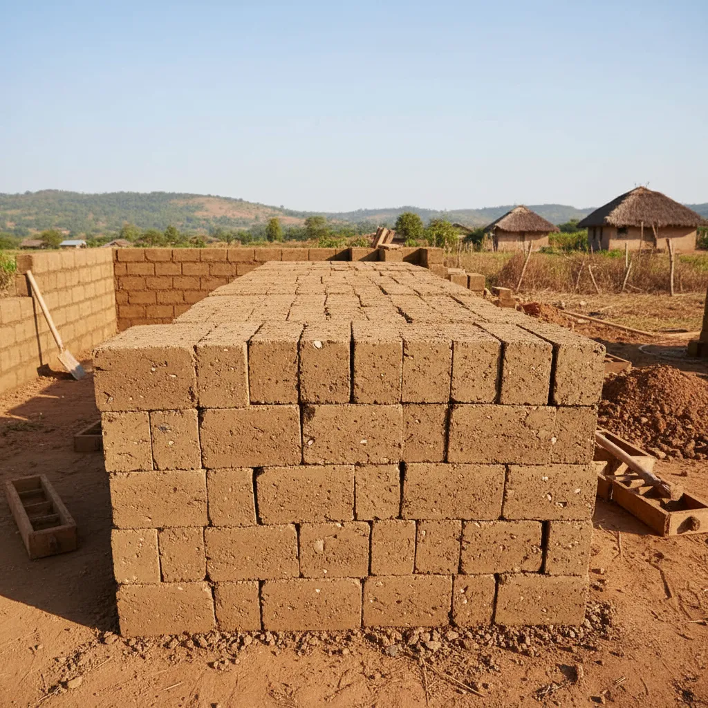 Stabilized soil blocks used for stronger mud house walls
