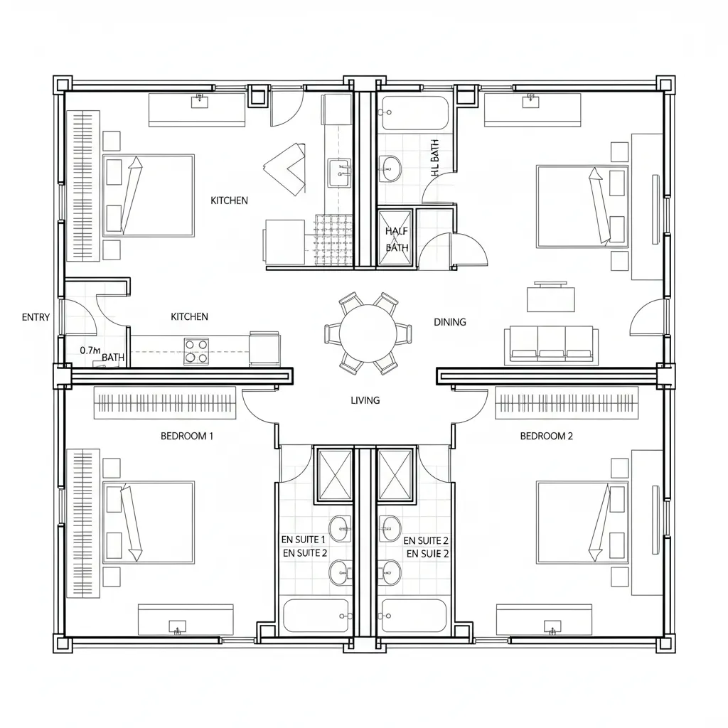 Stacked Bath Matrix with Offset Suites