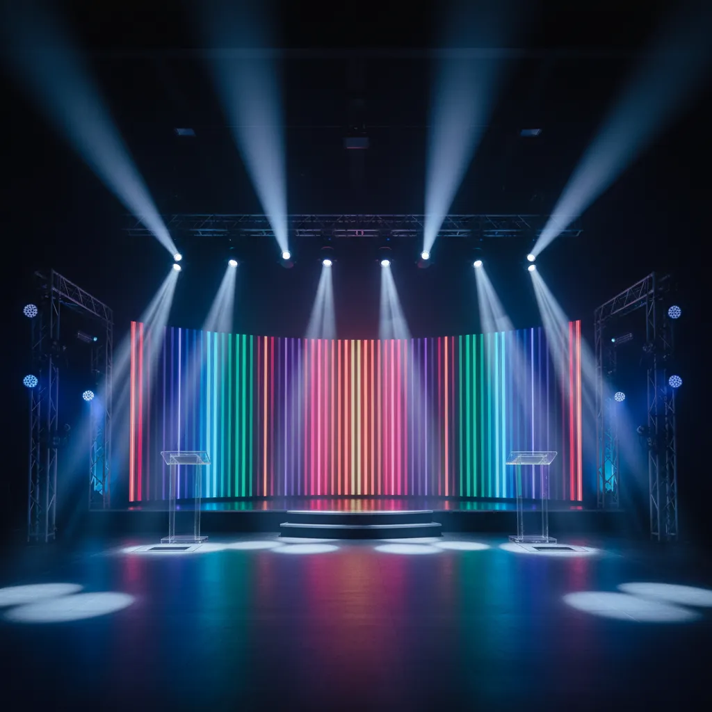 stage with colorful LED uplighting creating atmosphere