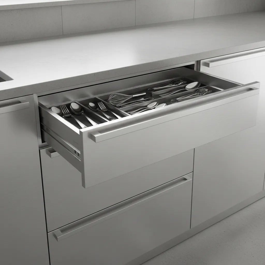 stainless steel modular kitchen drawers and storage system