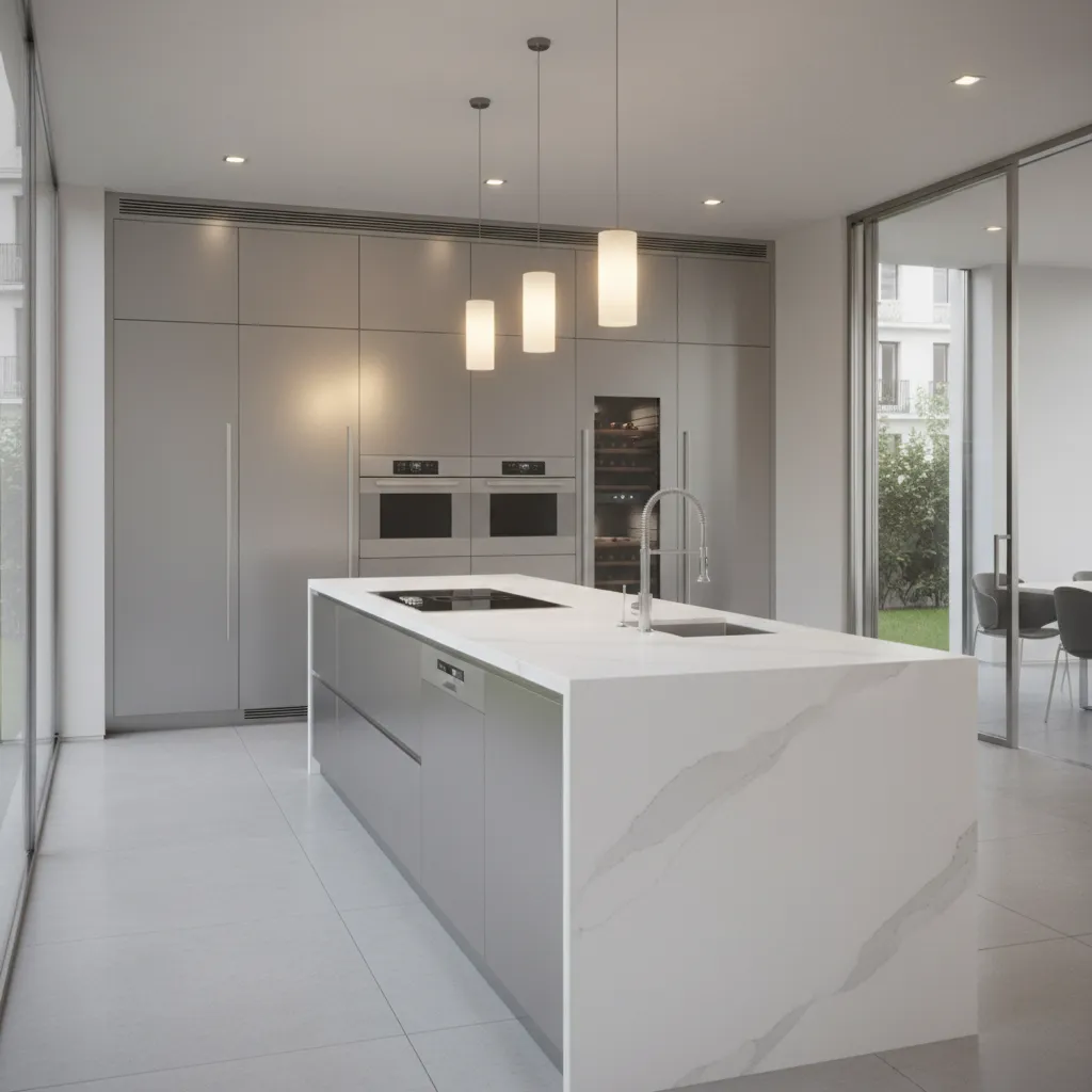 Premium stainless steel modular kitchen with island layout