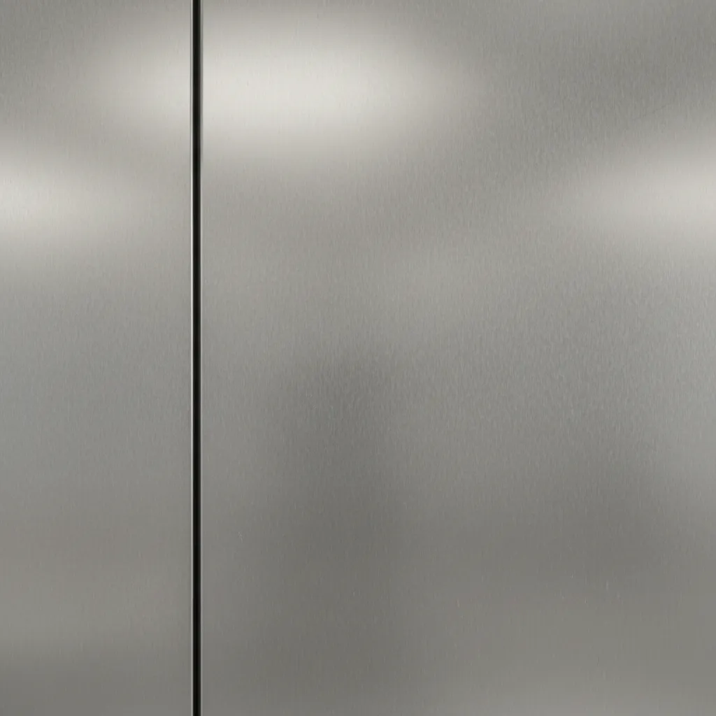 Close-up detail of stainless steel wall sheet thickness and finish