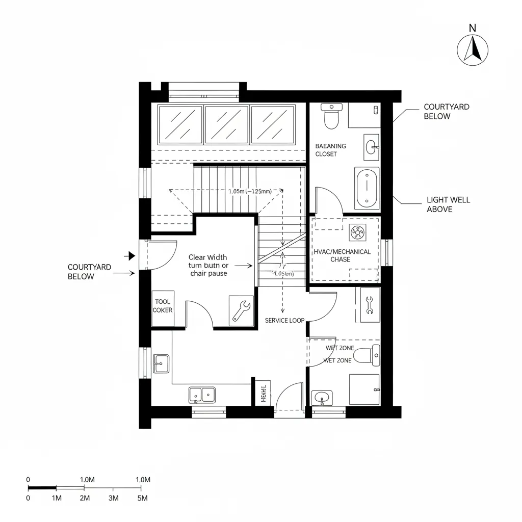 Stair + Service Core: The Algorithmic Backbone