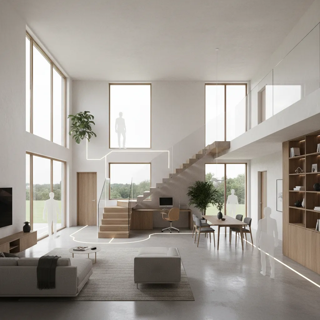 bố trí cầu thang và lối đi trong nhà phố 2 tầng