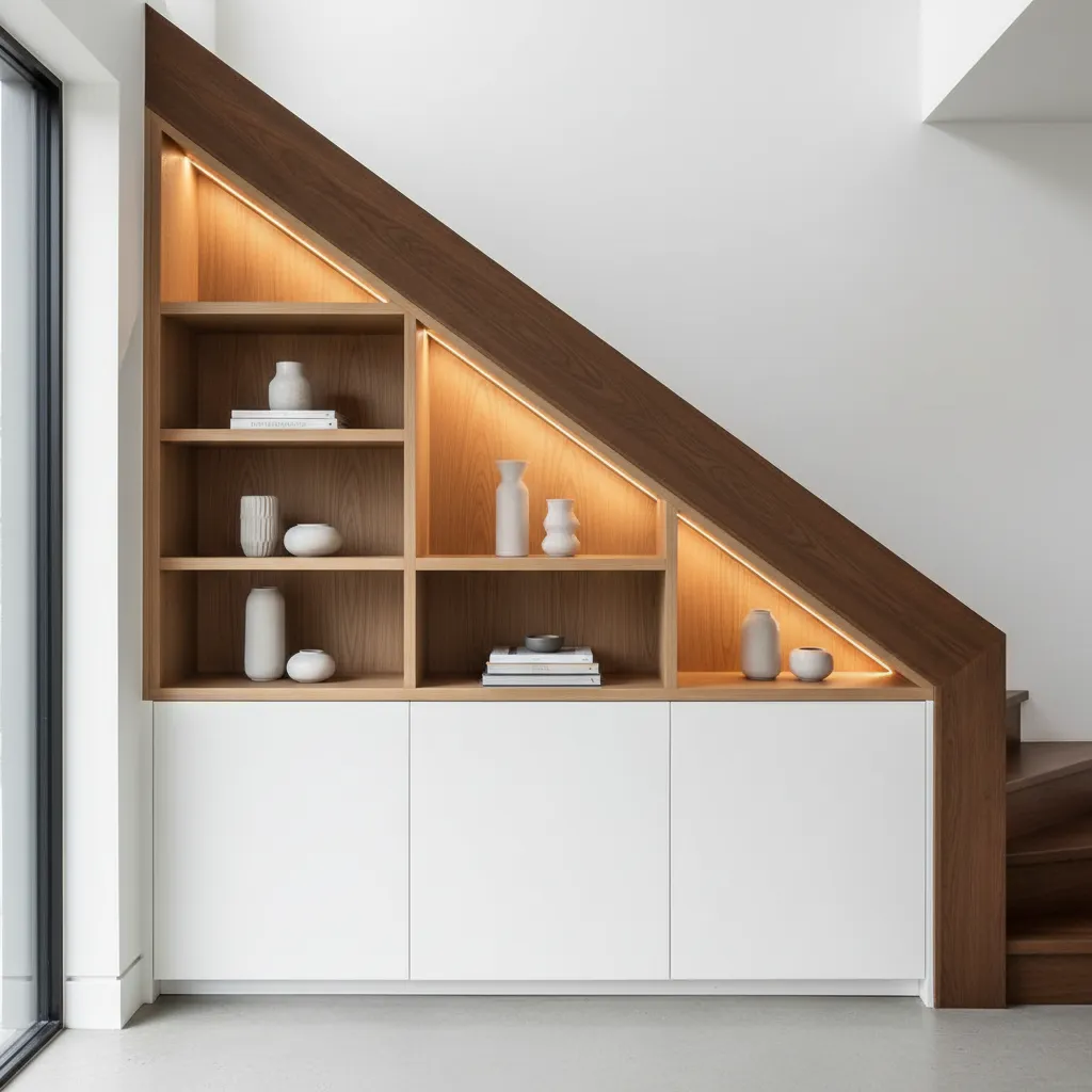 Espacio de almacenamiento integrado debajo de la escalera
