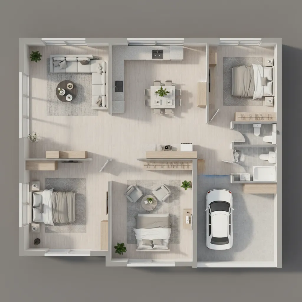 Standard Size of a 3-Bedroom House: Builder and Developer Benchmarks: Industry standards builders use to determine the typical square footage of modern 3-bedroom homes