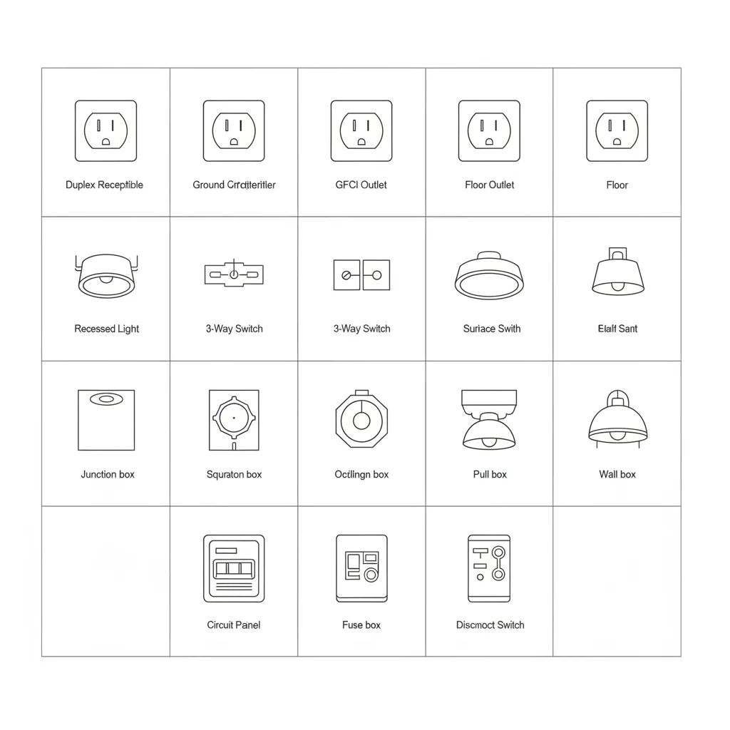 standard electrical drawing symbols chart for outlets switches and lighting