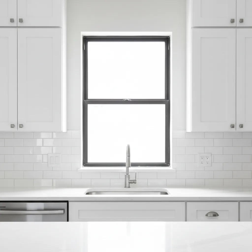 kitchen showing standard 18 inch space between countertop and upper cabinets