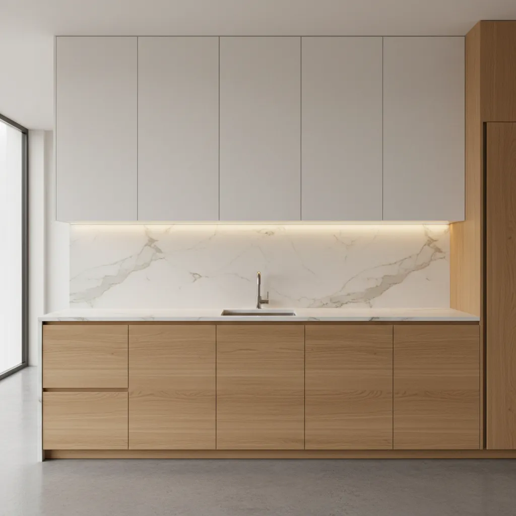 modern kitchen cabinets showing base cabinet and wall cabinet proportions