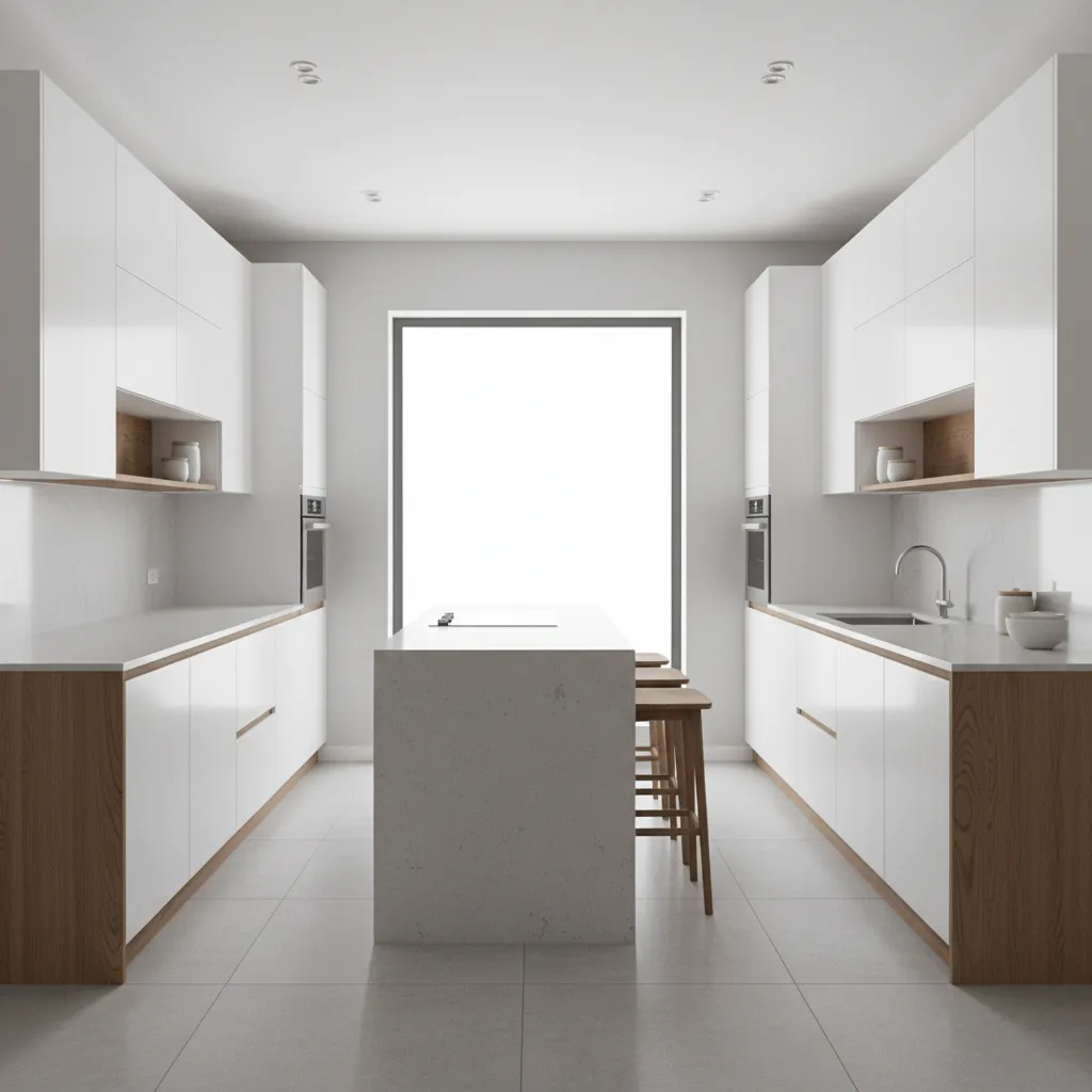 Kitchen showing typical standard cabinet sizes and layout proportions