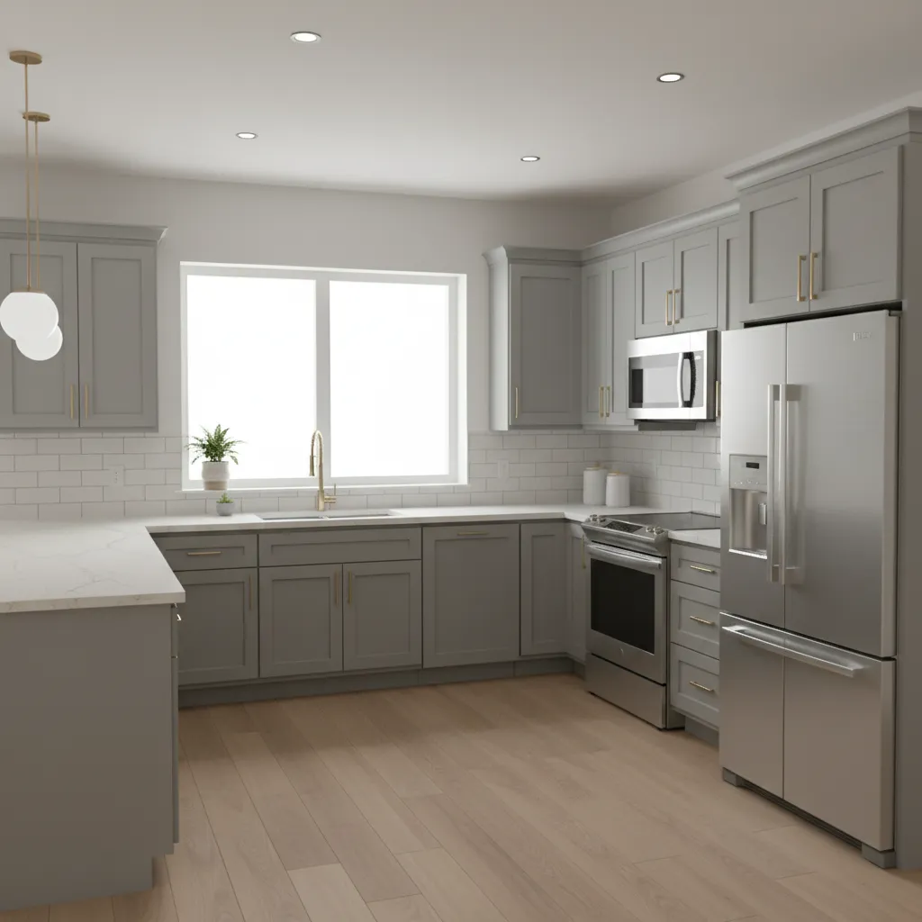 standard kitchen layout showing cabinet arrangement