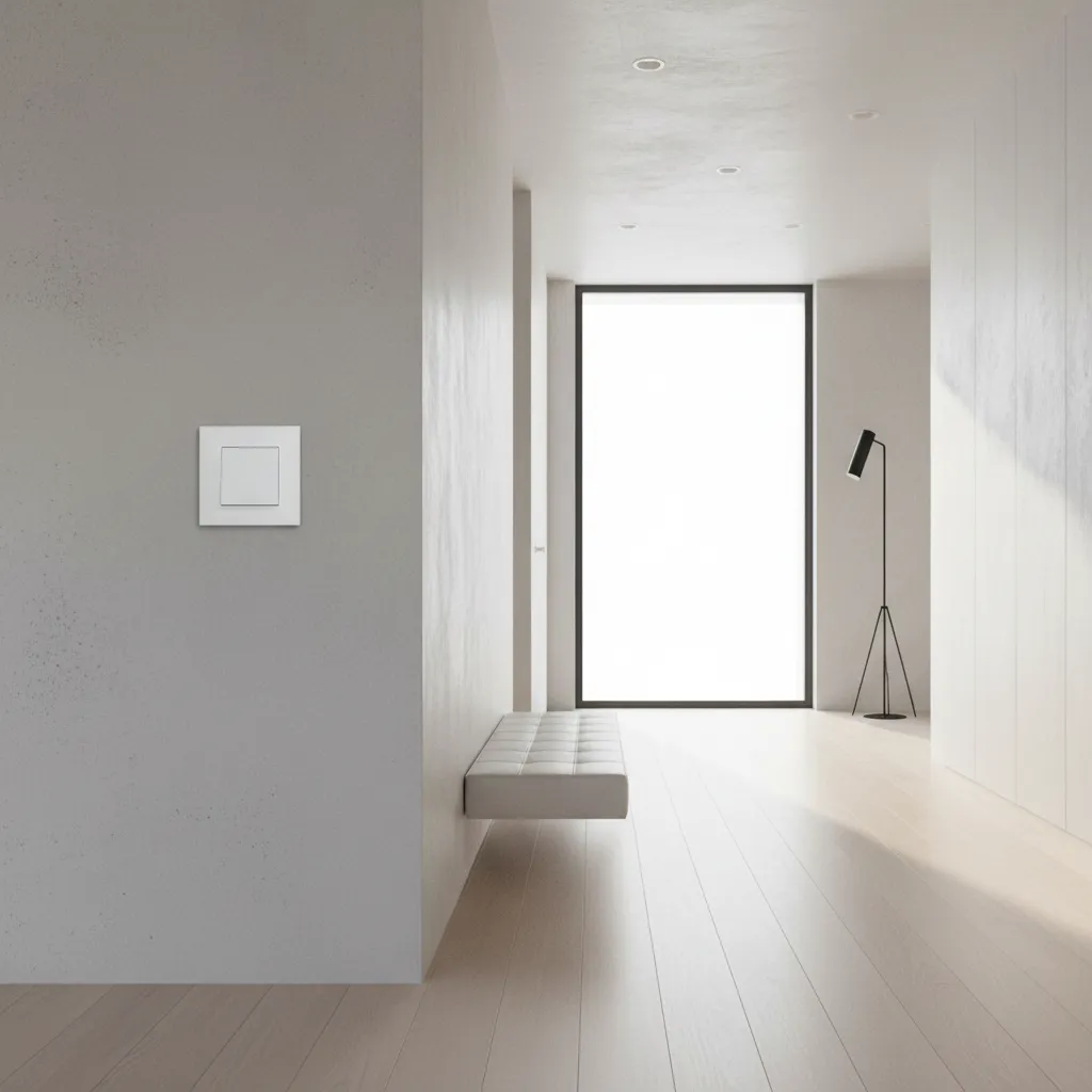 Standard single location light switch installed on a modern interior wall