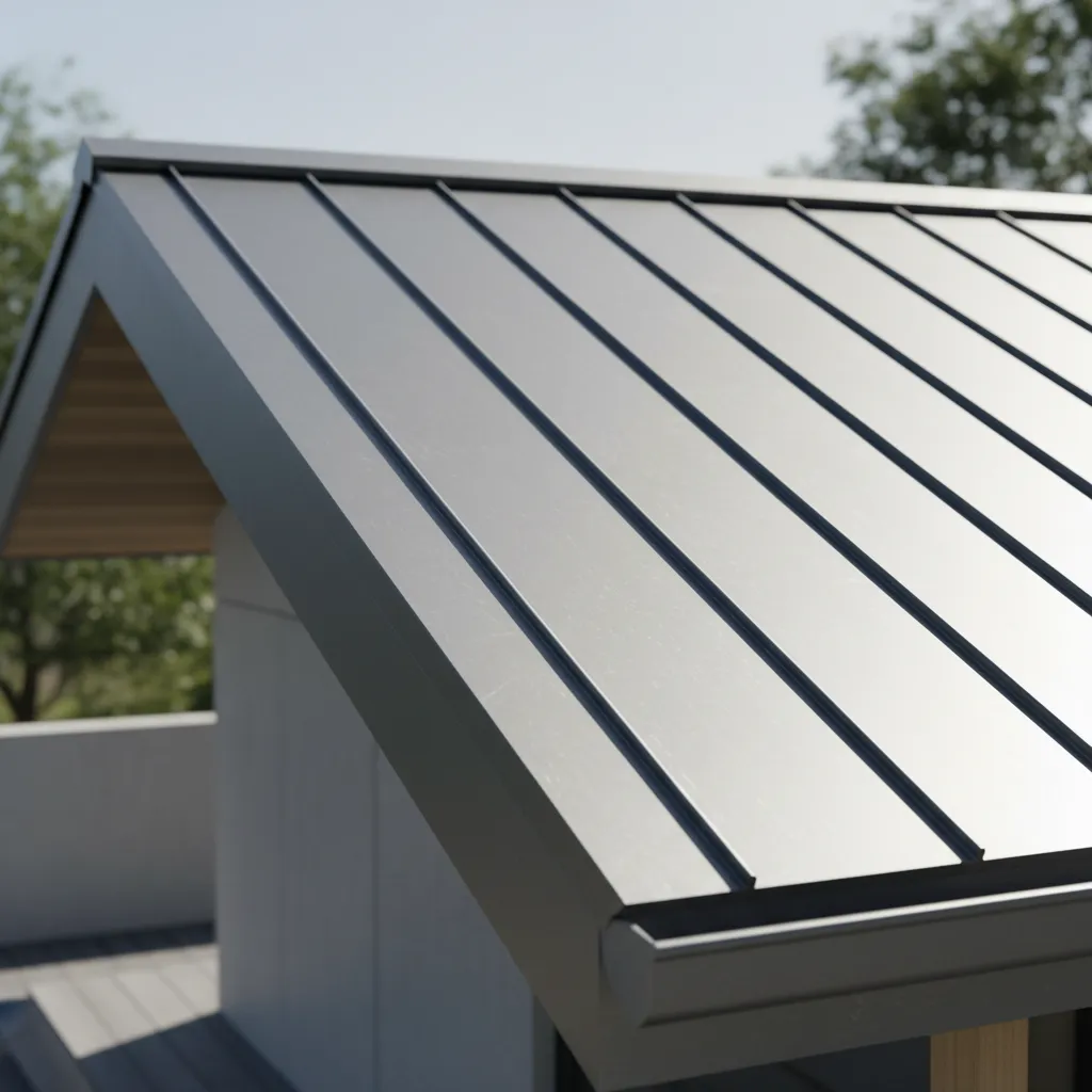 close up of standing seam metal roofing panels with fastening system