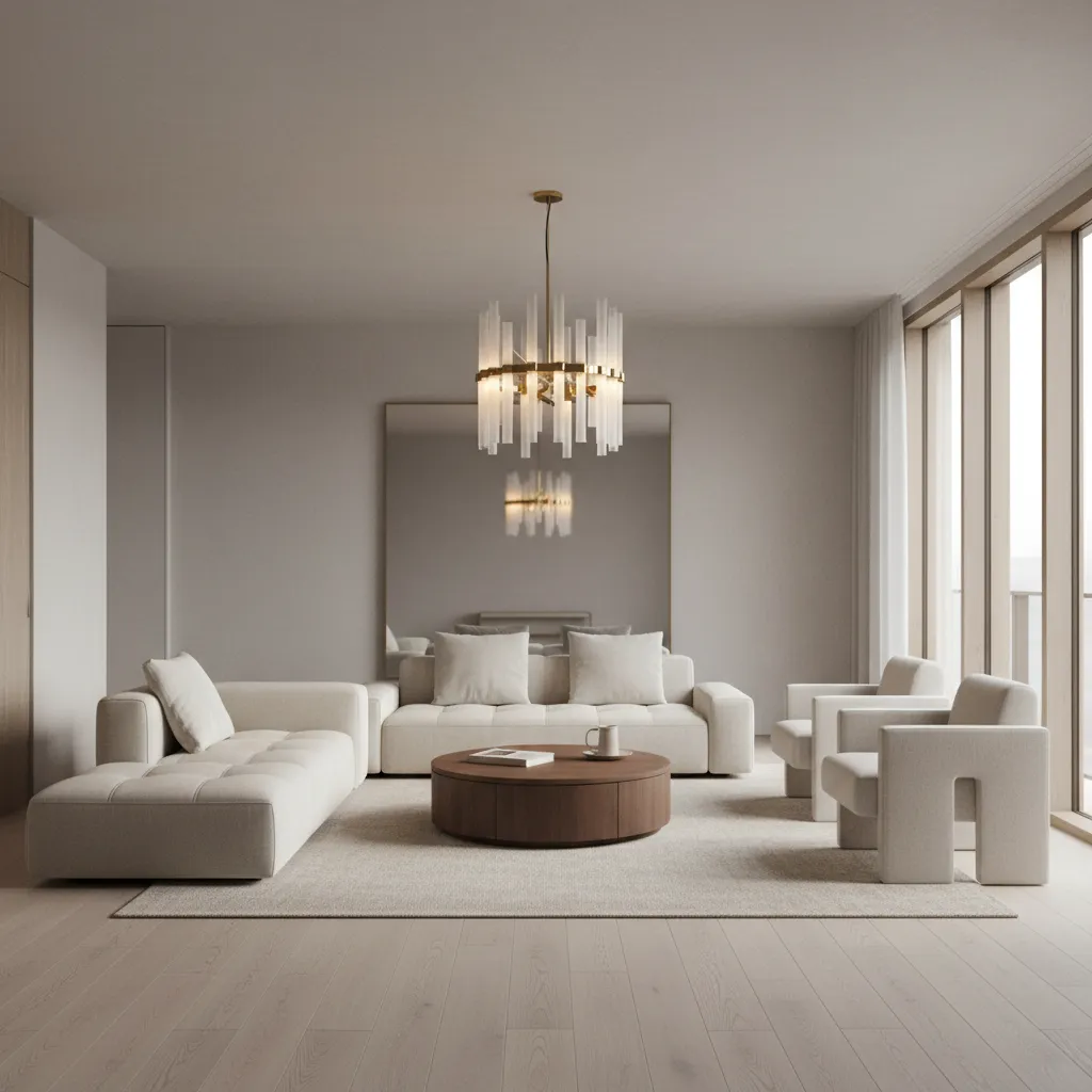 Apartamento moderno con diseño minimalista y un elemento visual fuerte