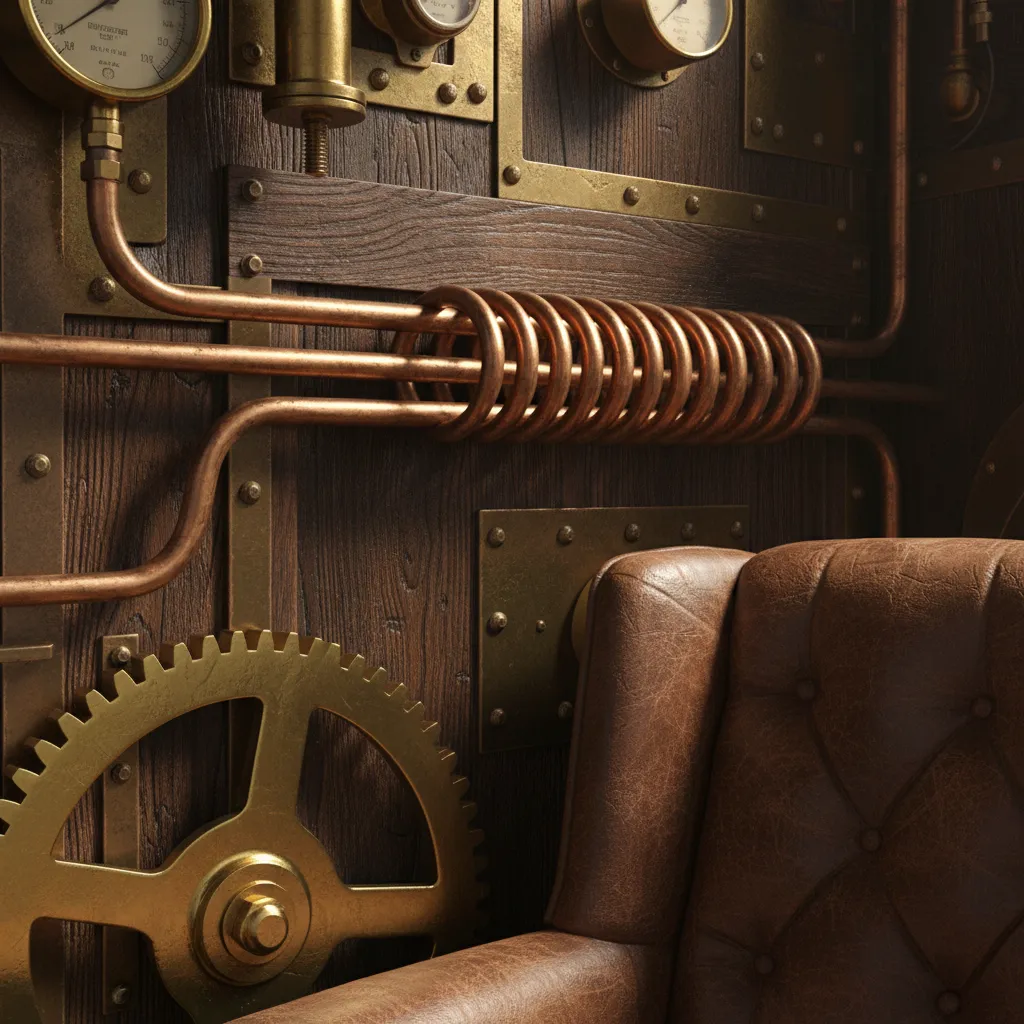 Materiales típicos del estilo steampunk como latón, cuero y madera