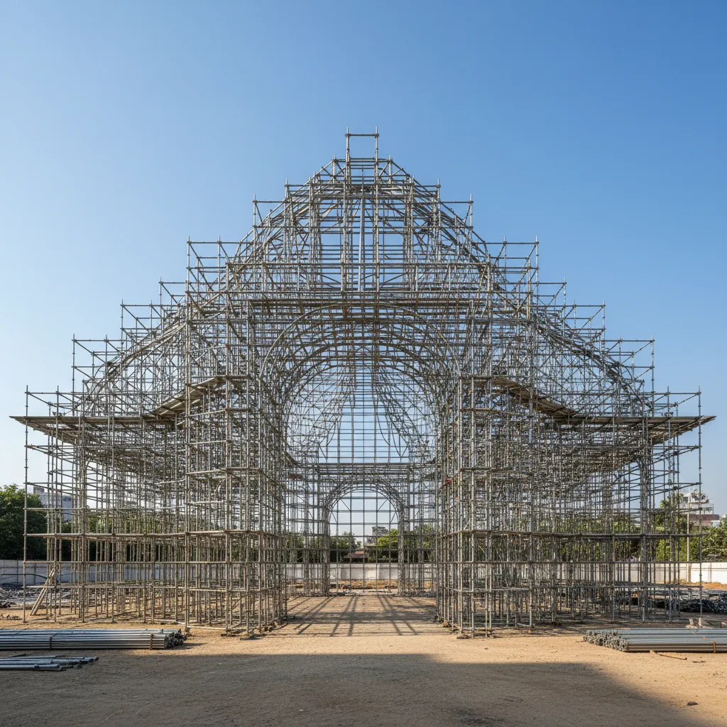 Steel pipe frame scaffolding used for large Ganpati pandal structures