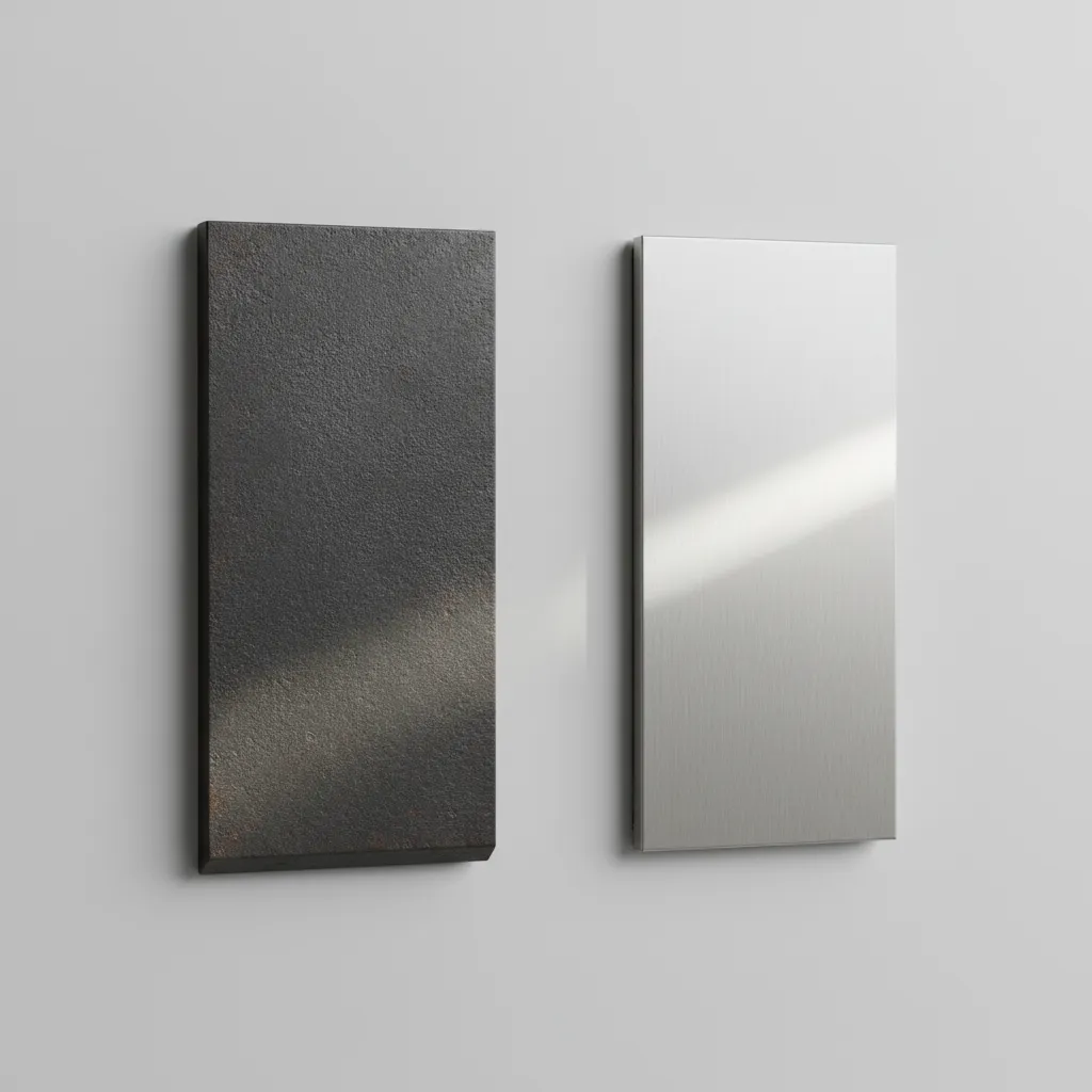 iron and steel mailbox material comparison close up