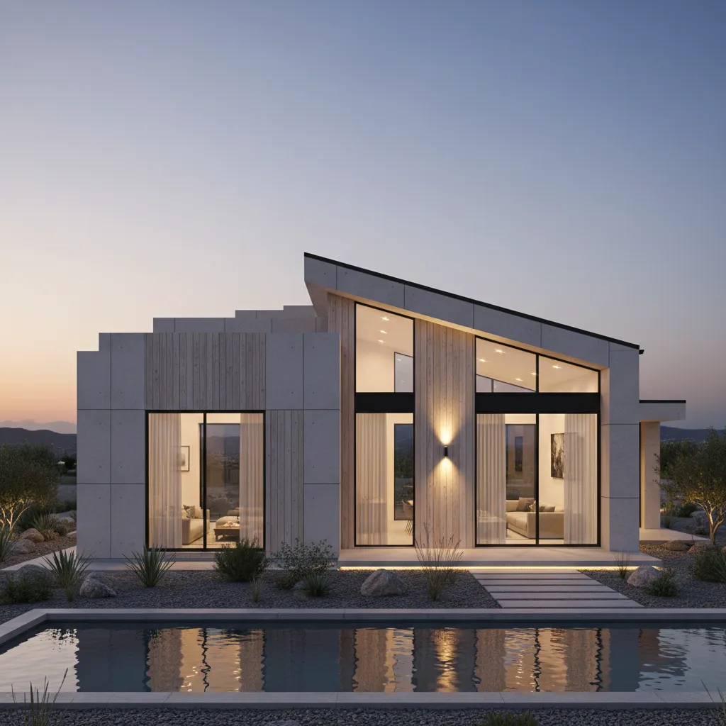 stepped parapet wall design on contemporary single floor house