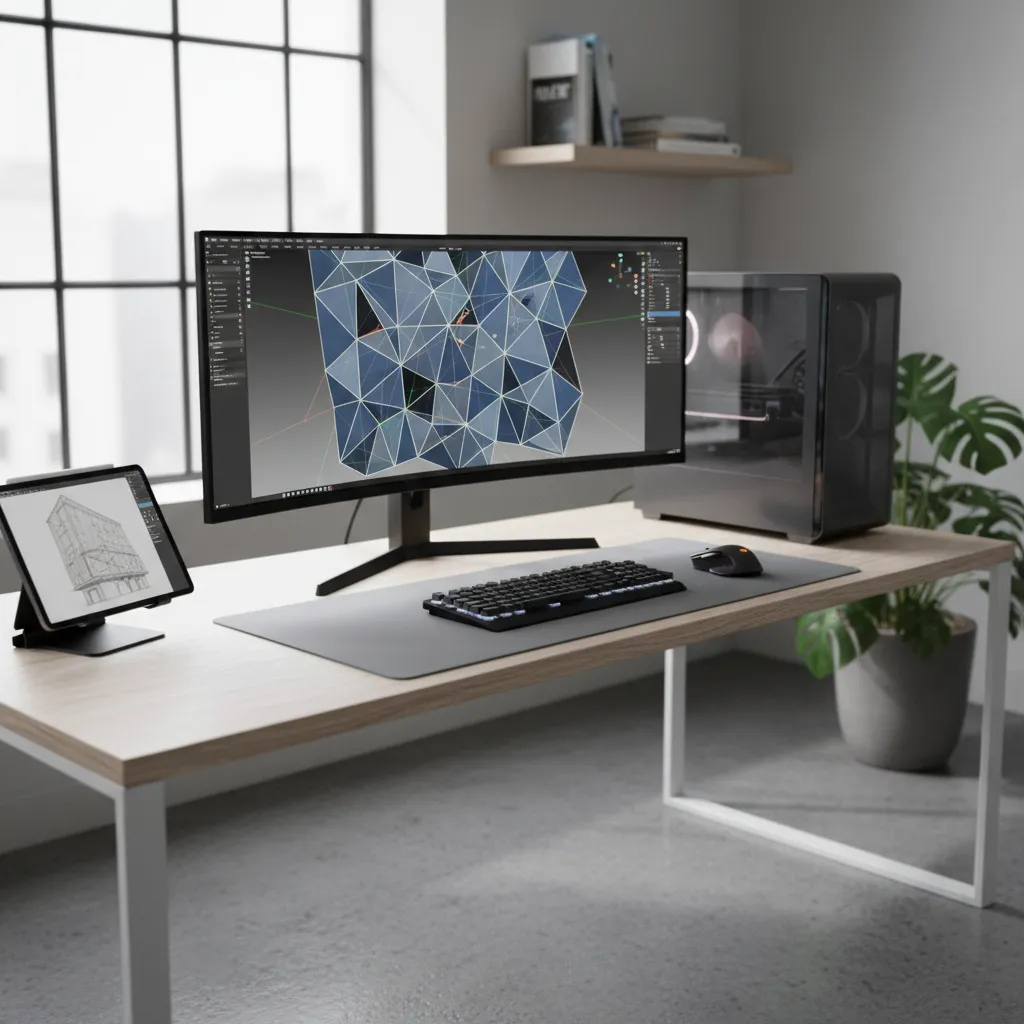 designer editing a 3D model on a computer before removing geometry