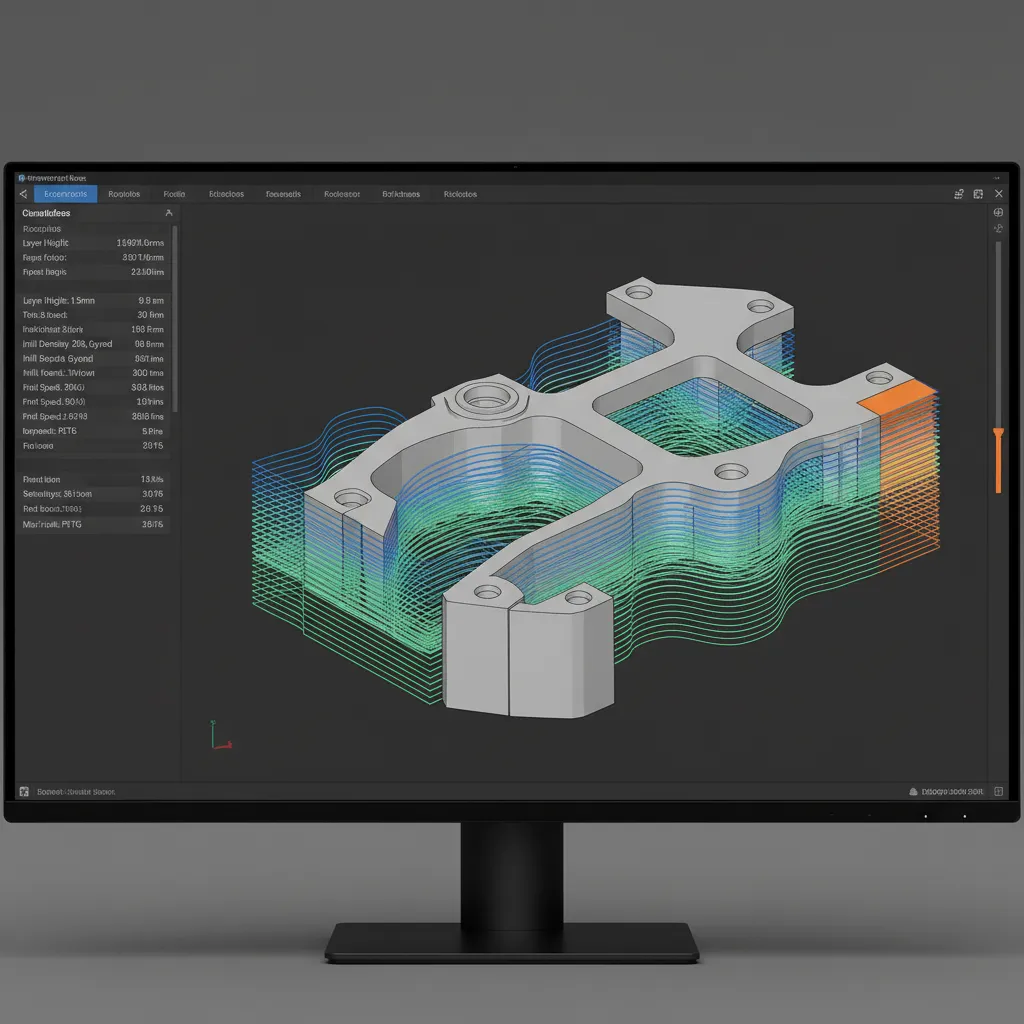 optimized STL model preview in slicing software showing layer paths
