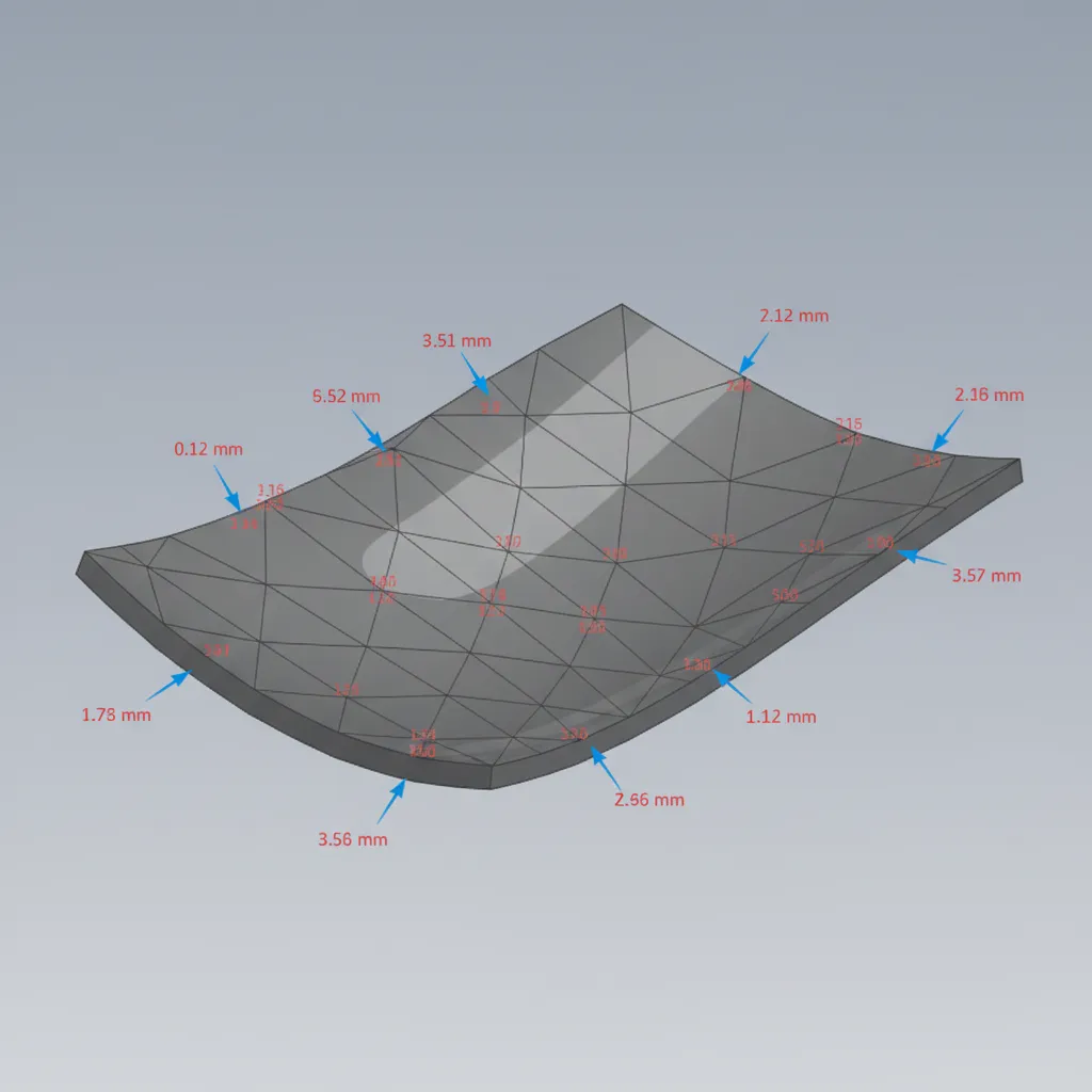diagram showing STL tolerance effect on curved surfaces