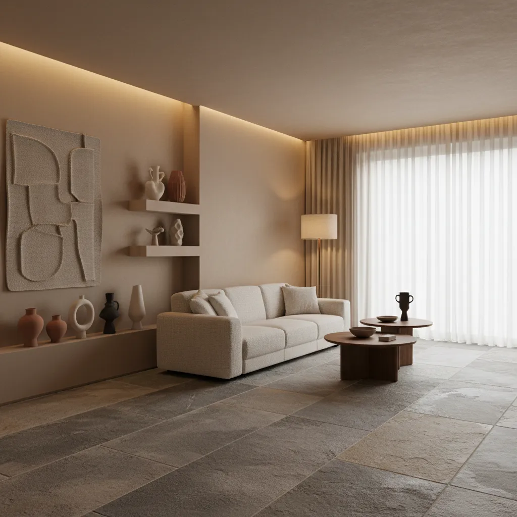 vật liệu đá và gốm trong thiết kế nội thất hợp mệnh Thổ