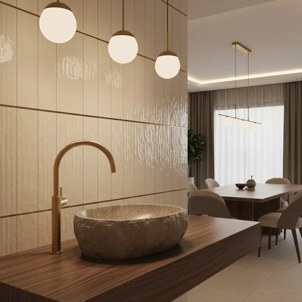 stone bowl countertop basin design for luxury dining room