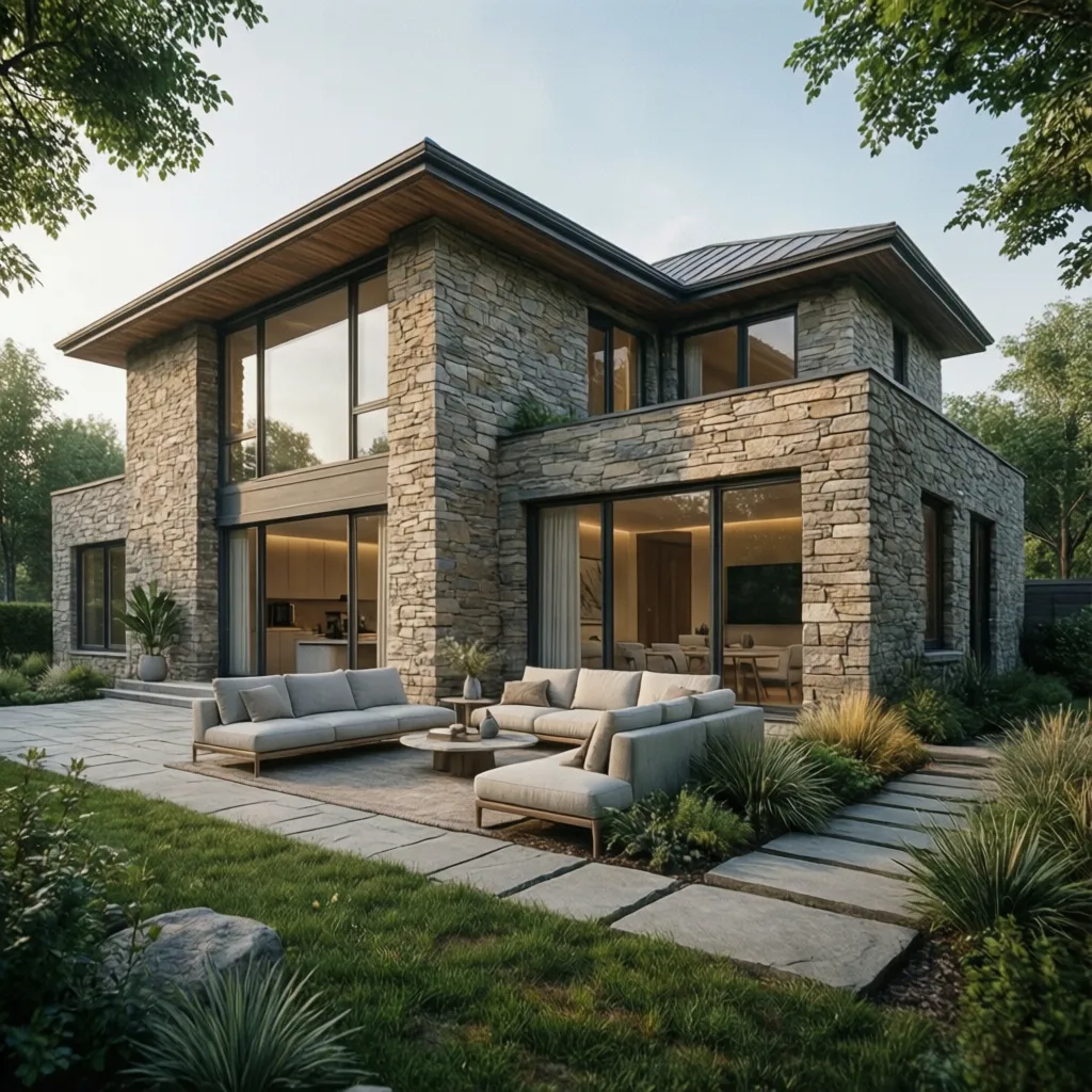Diseños de casas con fachadas de piedra