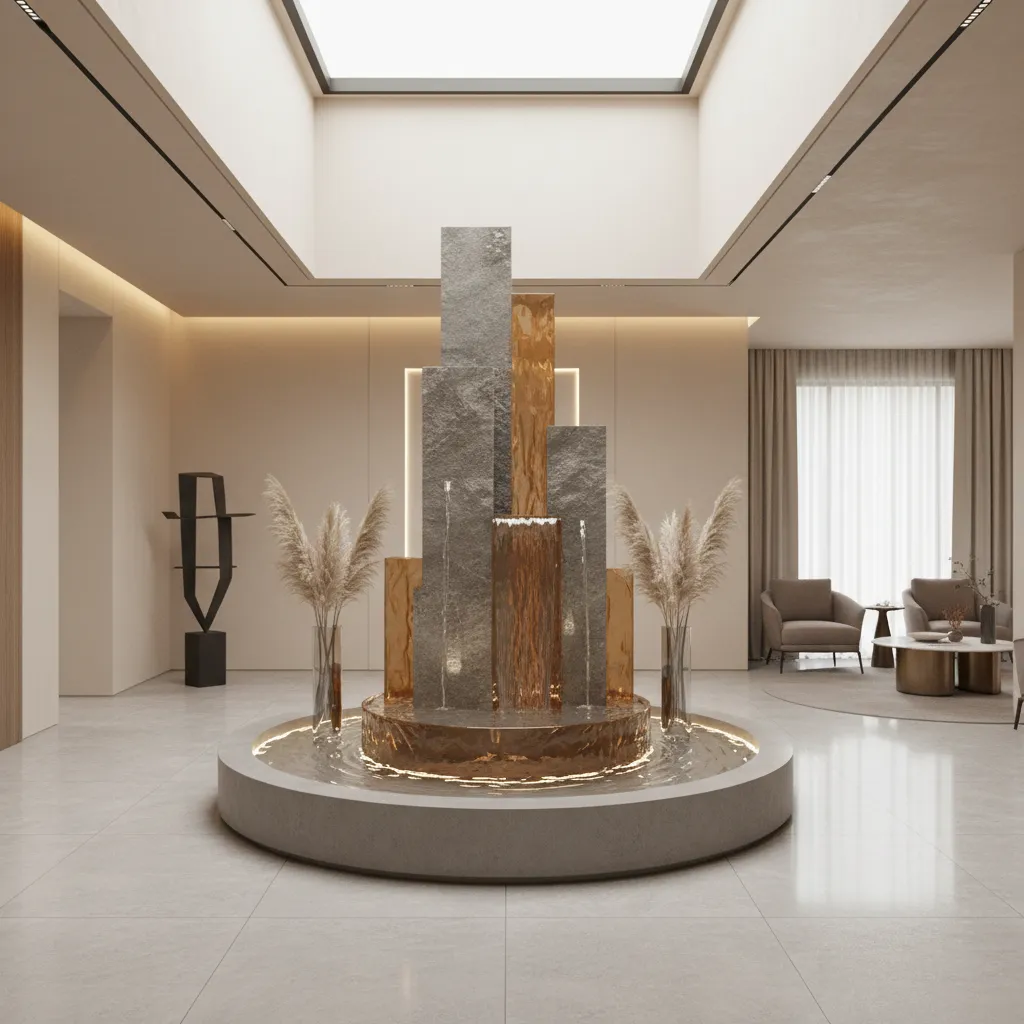 comparison of stone and resin indoor fountains for home interiors