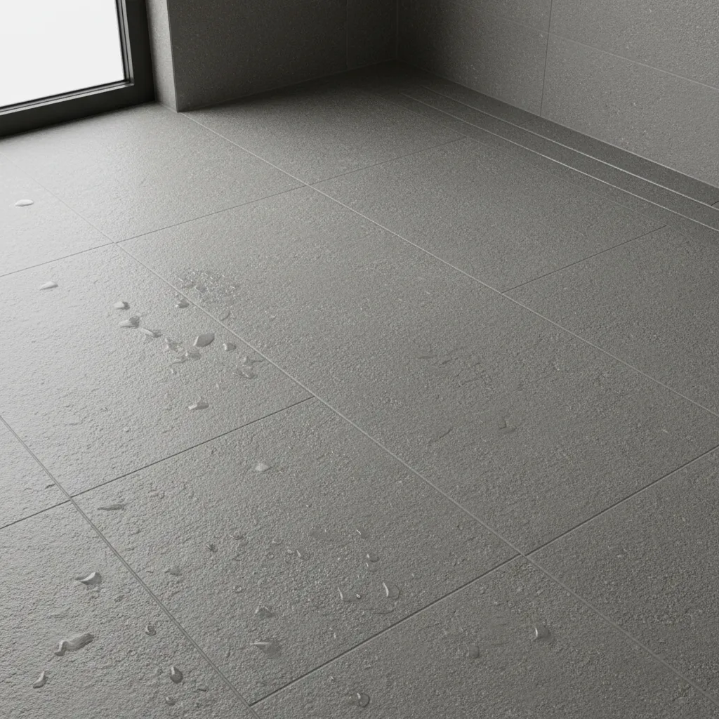 Matte stone texture anti slip tiles used on bathroom floor