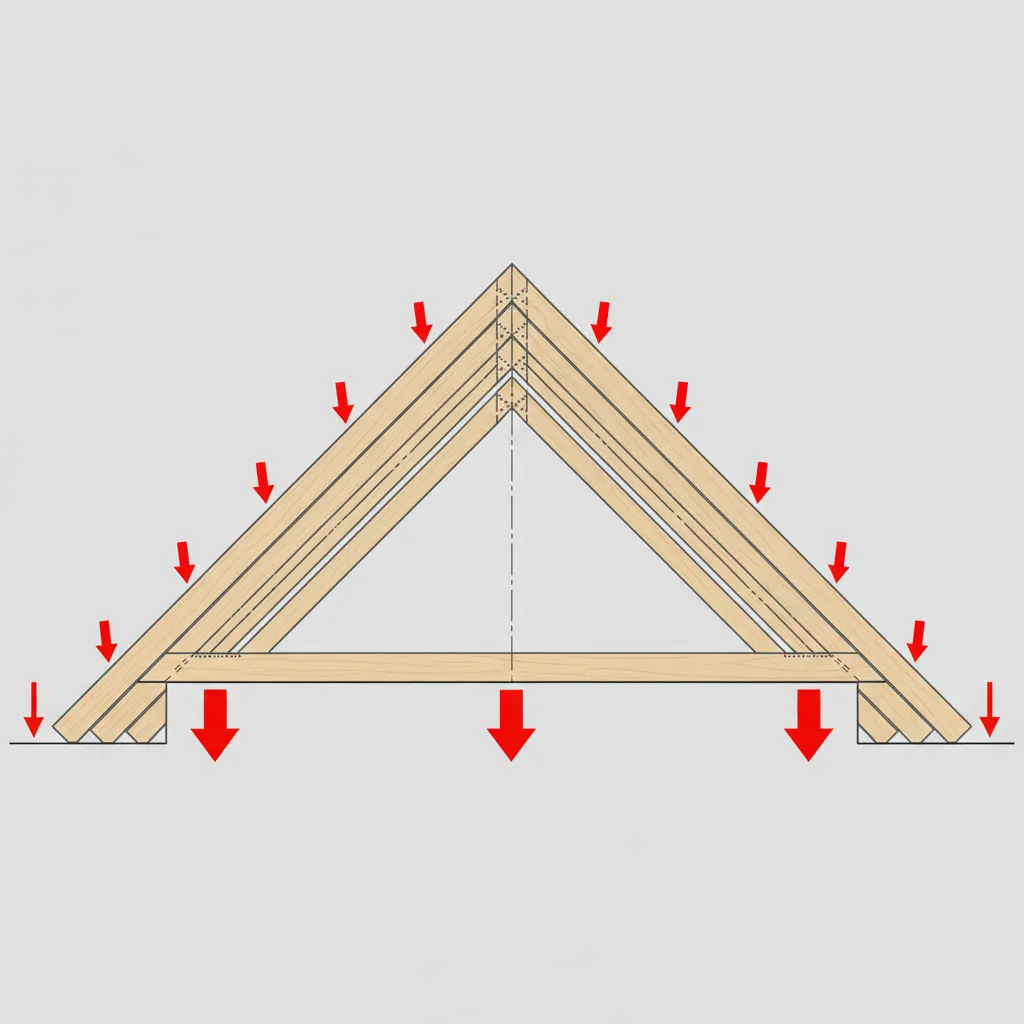 architectural diagram showing load paths and structural angles in house design