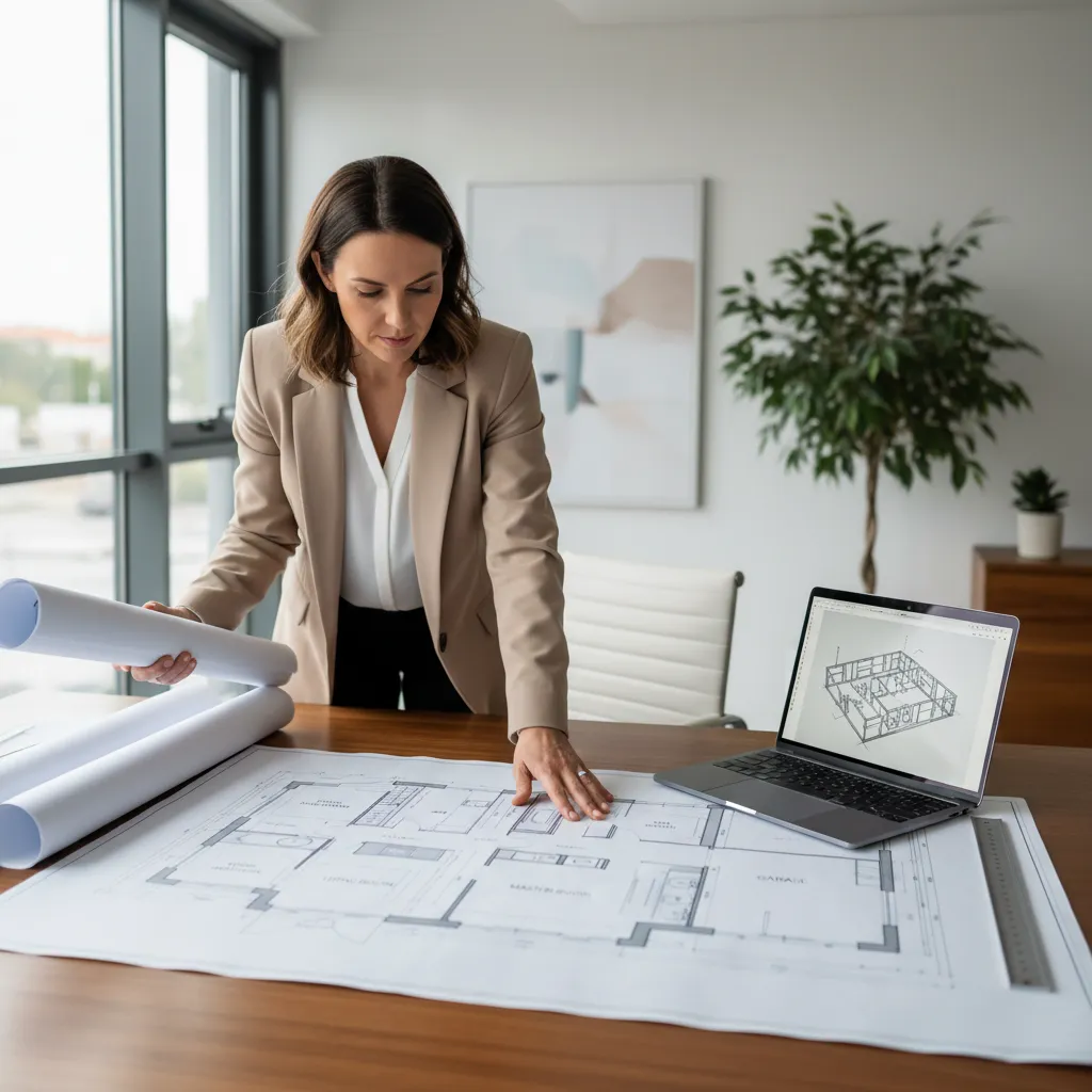 Structural engineer reviewing residential floor framing plans
