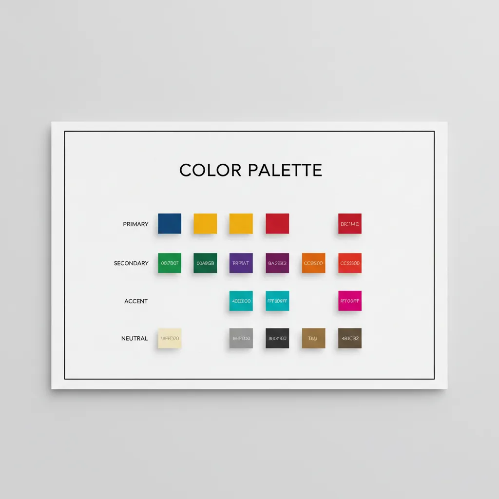 organized professional color palette system with primary secondary and accent colors