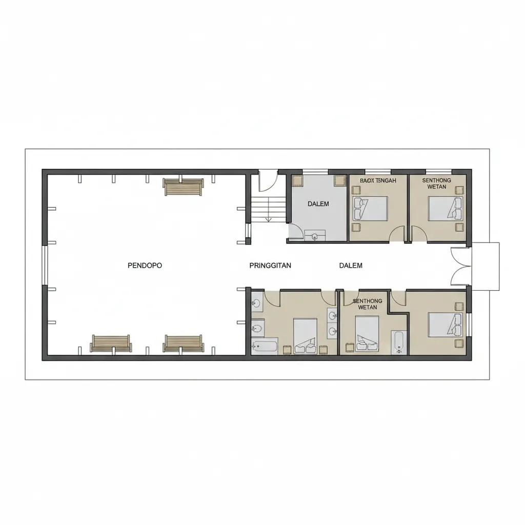 Diagram struktur dasar denah rumah Joglo