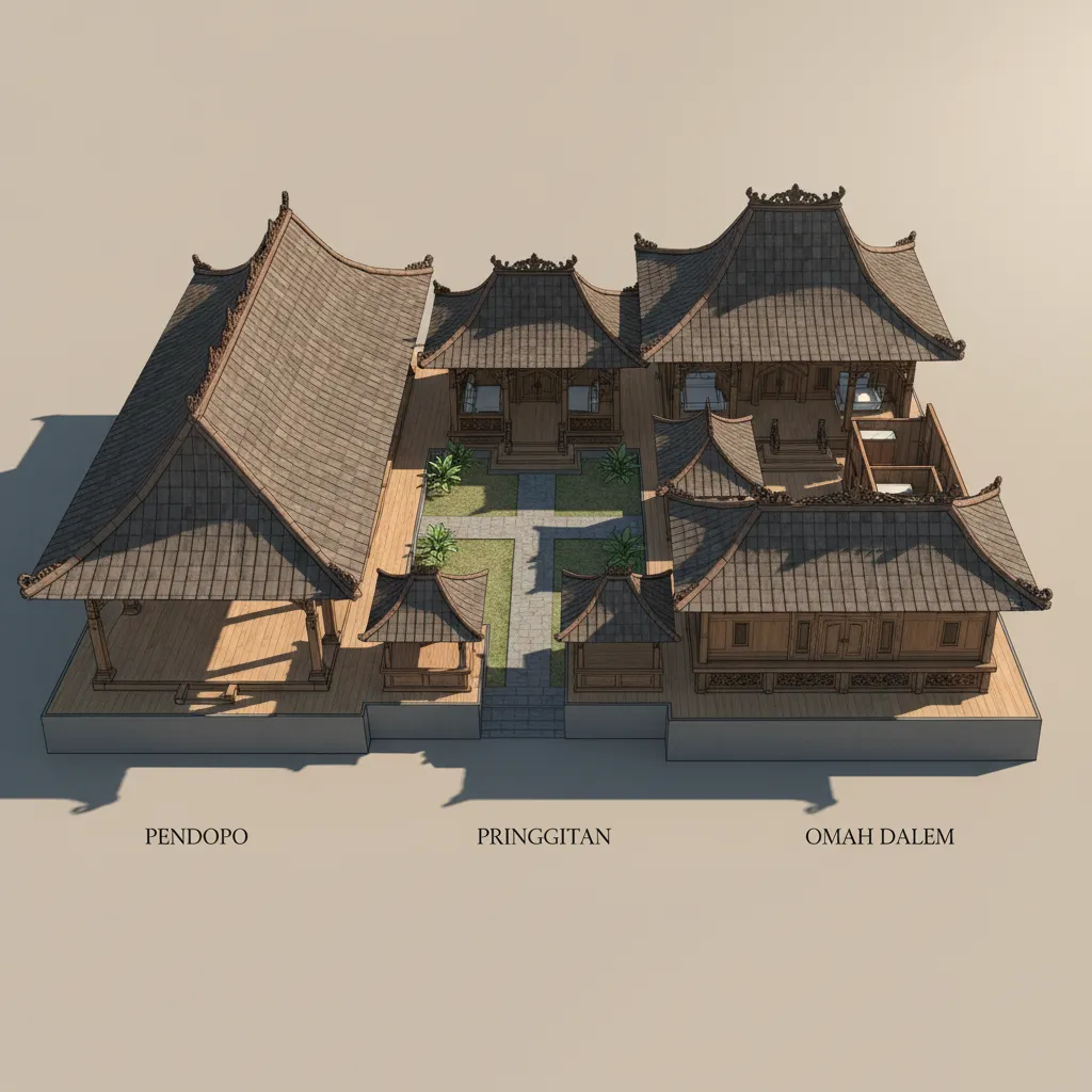 Diagram pembagian ruang rumah adat Jawa