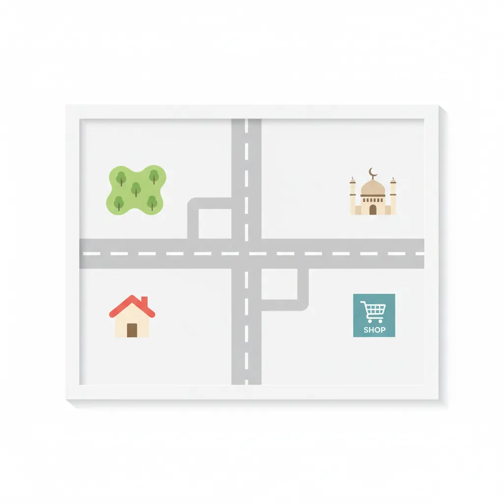 Contoh struktur denah lokasi yang jelas dari rumah menuju sekolah