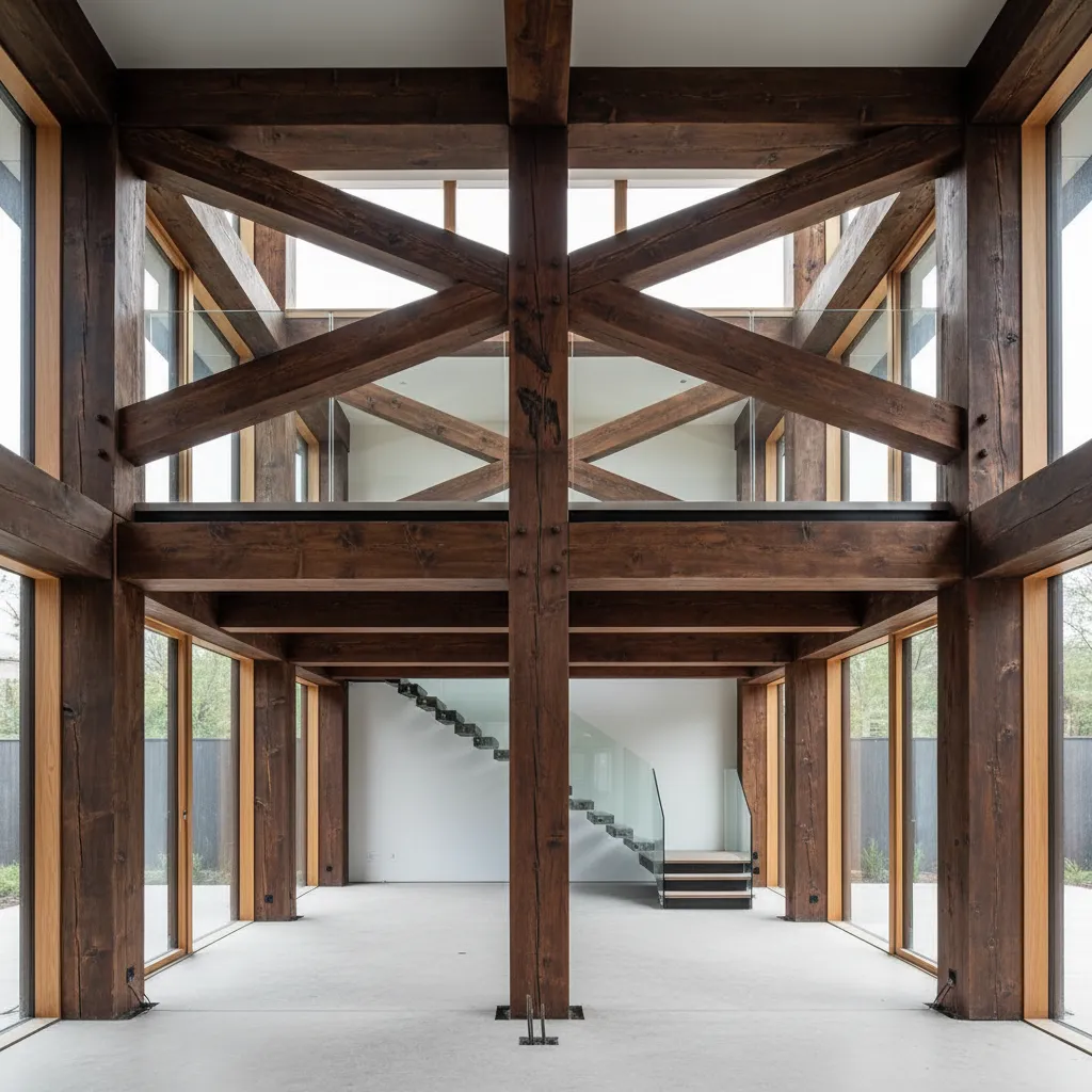 Detail struktur rumah menggunakan kayu ulin