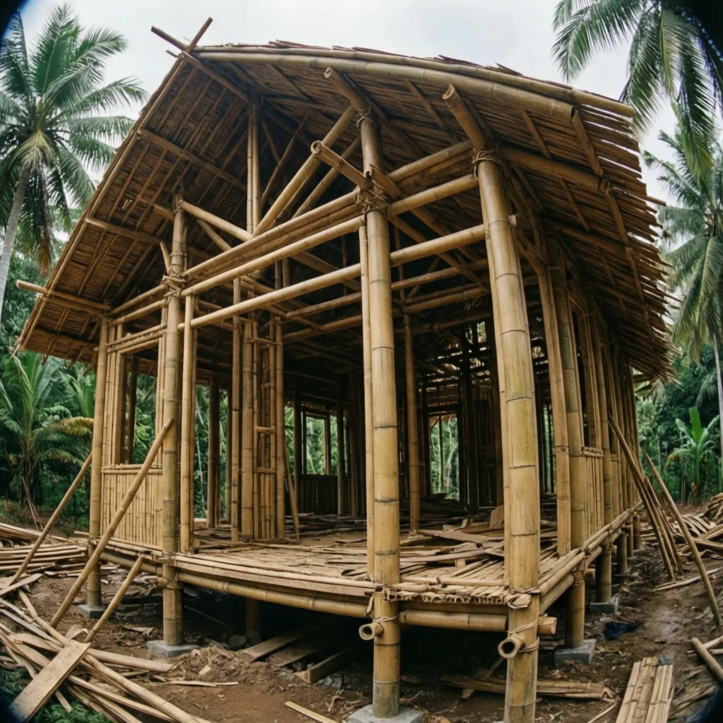 Struktur rangka rumah bambu